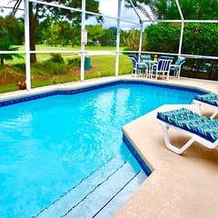 ref 47. Stunning villa with golf course view. South pool.