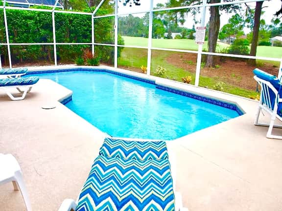 ref 47. Stunning villa with golf course view. South pool.
