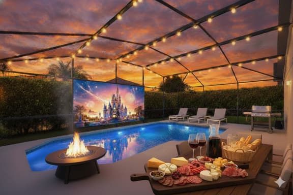 Ref 11. Lake Berkley, outdoor cinema, own pool. Near Disney