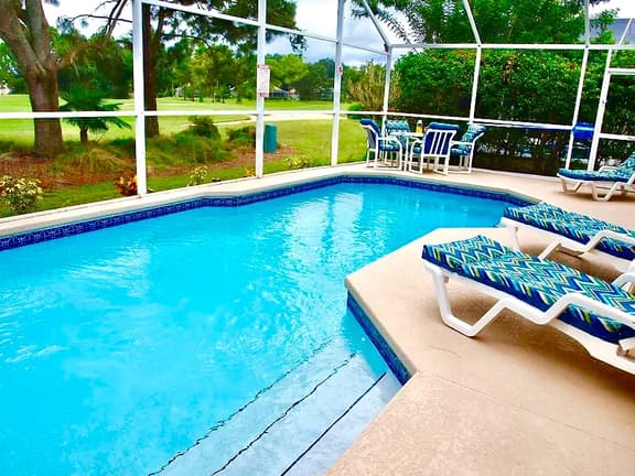 ref 47. Stunning villa with golf course view. South pool.